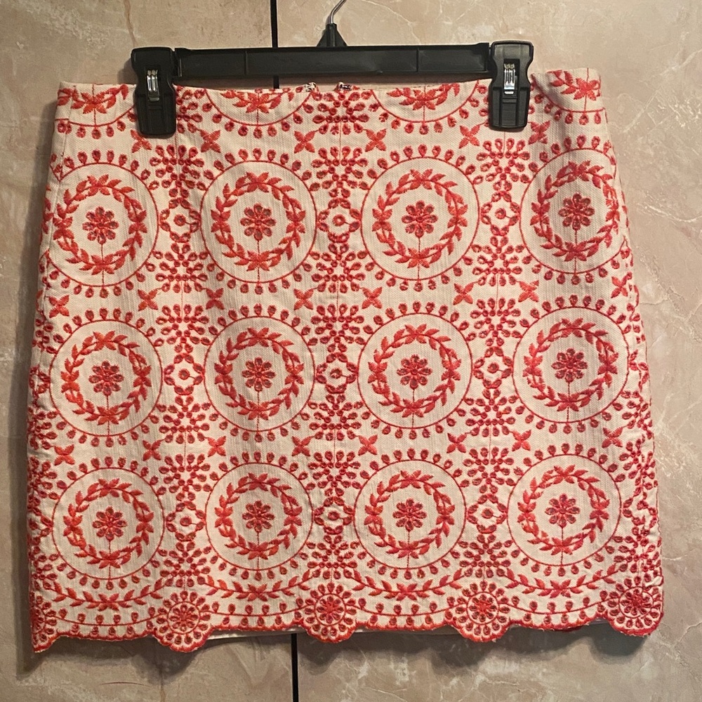 Loft Embroidered Orange Floral Women's Skirt